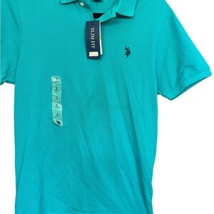 US. Polo Assn. Blue Polo‎ Shirt Vibrant Classic Design, Slim Men’s Size Small